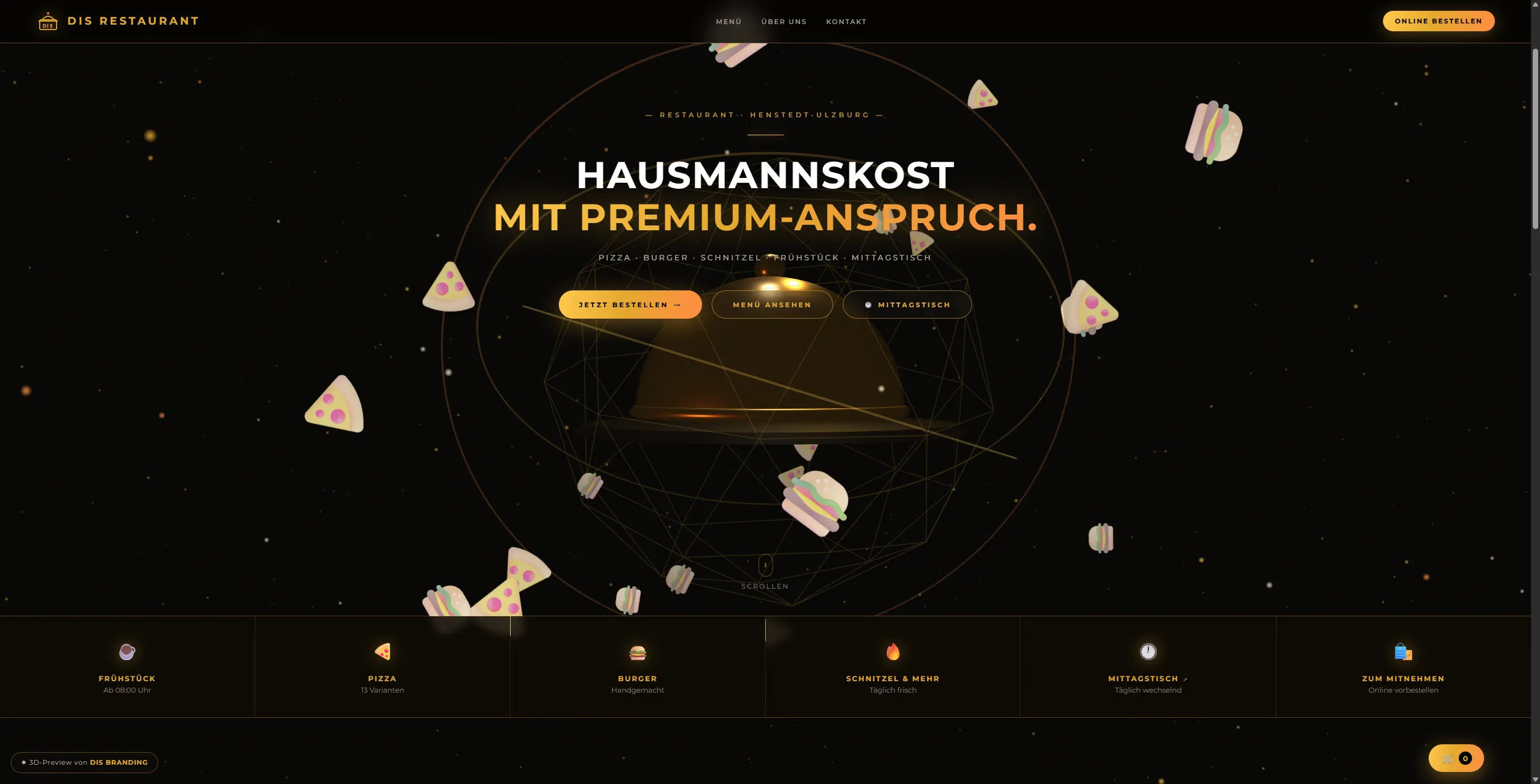 Restaurant Website Hero ohne Browserleiste